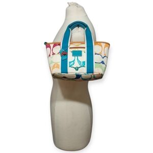 Coach Y2K Hamptons Mini Canvas Summer Tote Bag With Lady Bug Charm EUC No. 5659